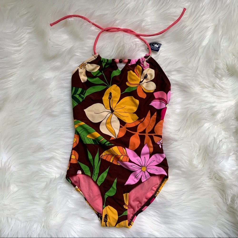 NWT Gap Kids Tropical Hibiscus Swimsuit Vacation Girl’s XS 4/5